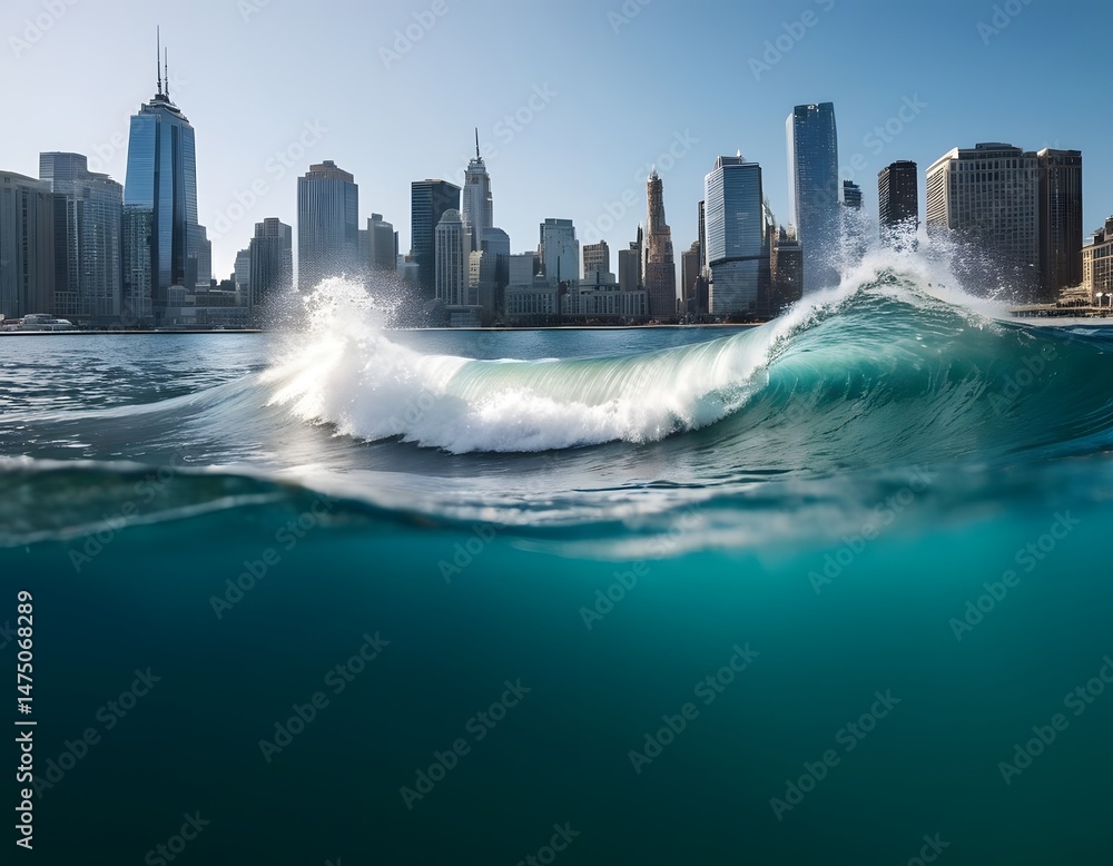 Obraz premium City Skyline Wave