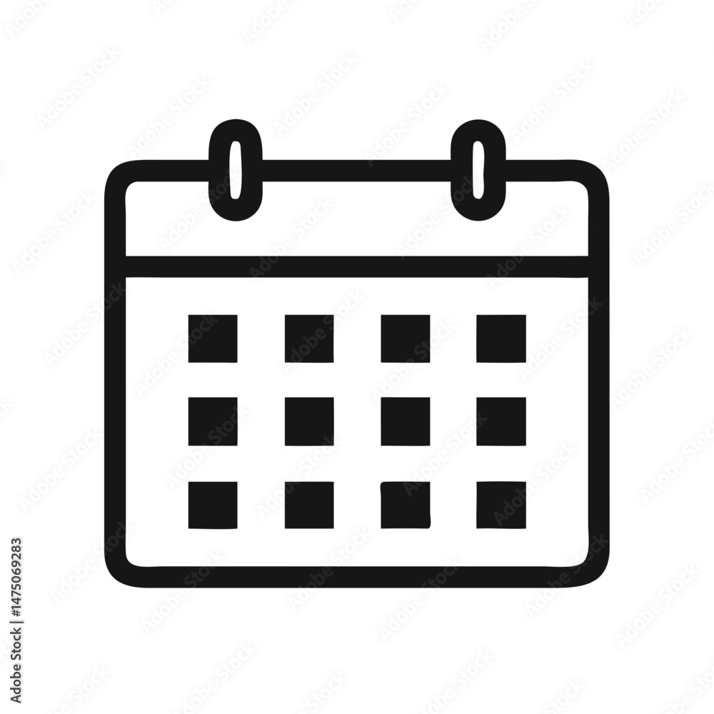 Simple calendar icon with squares, minimalist design, scheduling concept Simple calendar icon with squares, minimalist design, scheduling concept