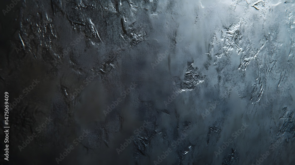 Fototapeta premium Striking abstract background with a close up view of a rough weathered concrete wall in shades of dark gray and black creating a moody industrial inspired aesthetic
