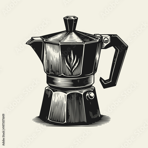 Coffee maker moka pot vector illustration isolated on light background.