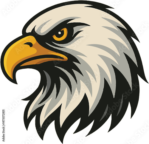 Fierce Eagle Head Vector Illustration — Bold and Detailed Bird of Prey Artwork on White Background

