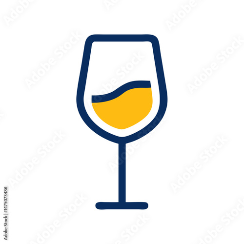 Stylized wine glass illustration representing beverages and social celebrations
