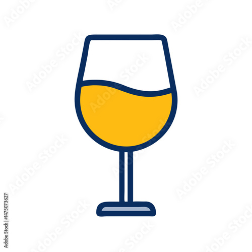 Stylized wine glass illustration representing beverages and social celebrations