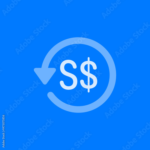 Singapore Dollar Sign Arrow Triangle Rotated