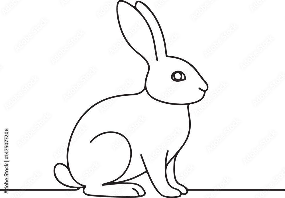 Obraz premium Minimalist Rabbit Line Drawing