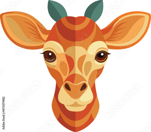 High detail vector icon of animal character a retro giraffe head with smooth edges photo