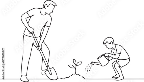 Wallpaper Mural Father and Son Gardening Together Torontodigital.ca