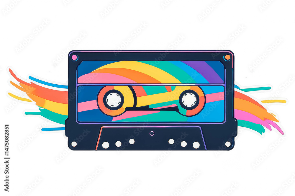 Fototapeta premium Colorful Retro Cassette Tape Illustration