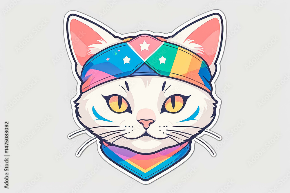 Fototapeta premium Stylized Rainbow Cat Illustration