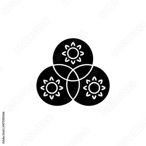 creative details Outline silhouette Venn diagram icon Vector Illustration