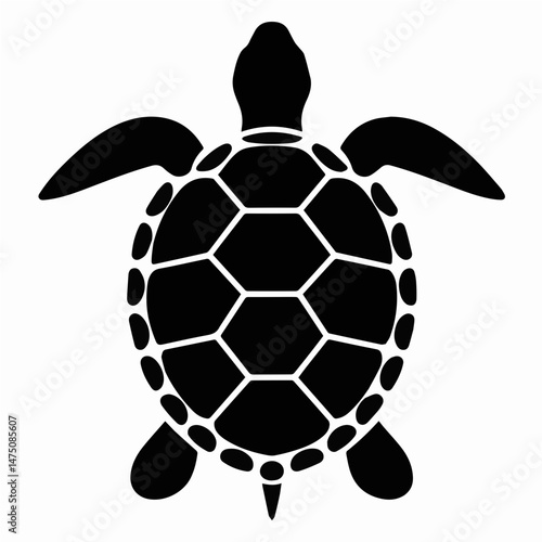 Stylized Turtle Silhouette: Elegant Marine Illustration for Artistic Designs