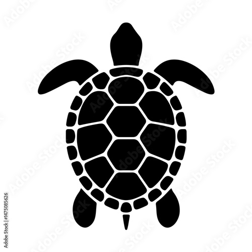 Decorative Turtle Silhouette: Unique Shell Pattern for Ocean-Themed Artwork