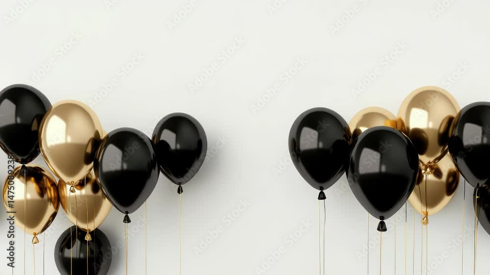 Elegant Black and Gold Balloons Rising Background Visual Element Elegant Black and Gold Balloons Rising Background Visual Element