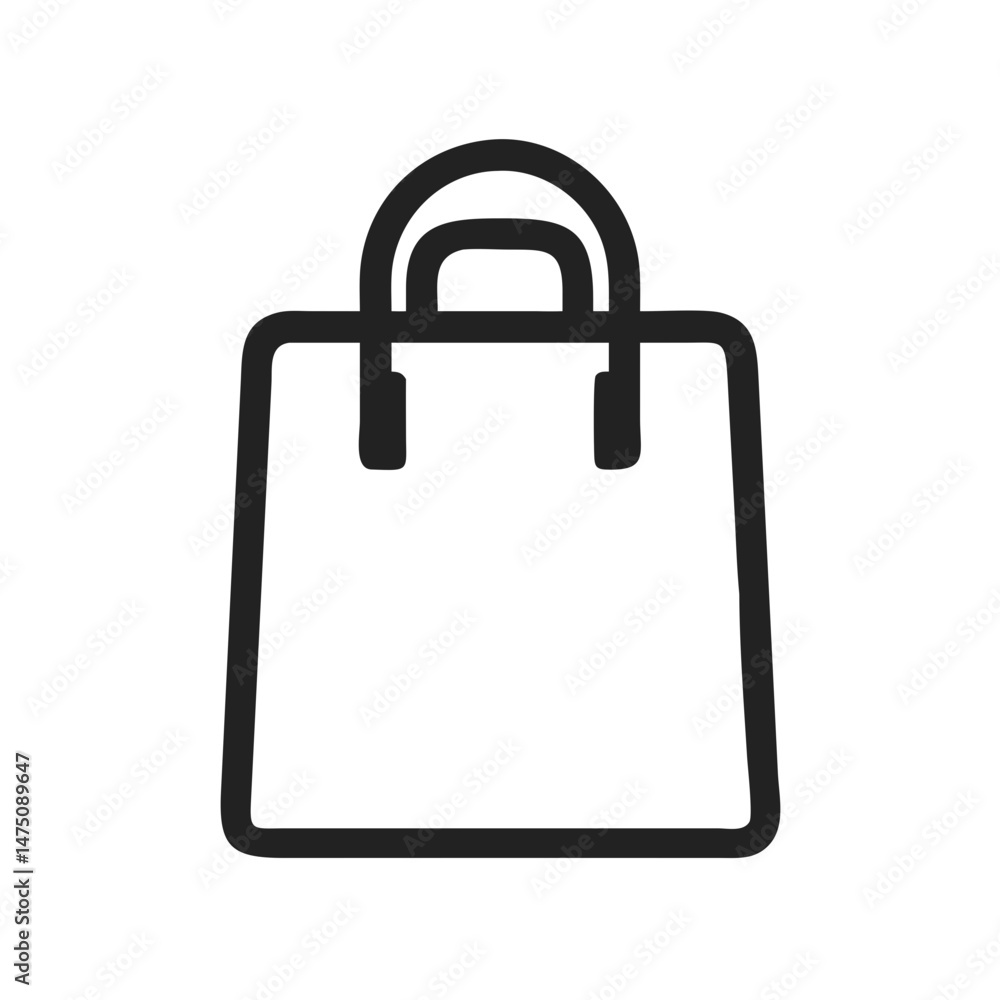 Simple outline illustration of a shopping bag in a minimalistic style, perfect for icons or graphics Simple outline illustration of a shopping bag in a minimalistic style, perfect for icons or graphics