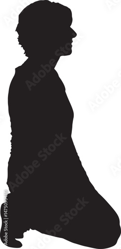  vector silhouette,side view of a woman on knees