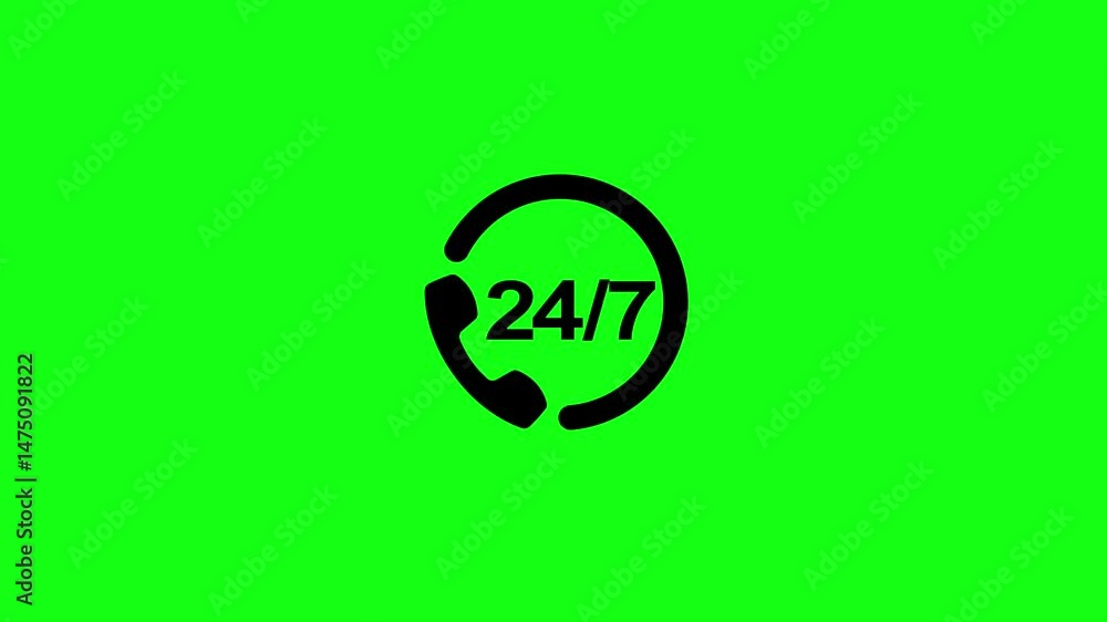 Phone 24 hours icon animation. contact service call icon Motion graphics 4k video motion sign. Phone 24 hours icon animation. contact service call icon Motion graphics 4k video motion sign.