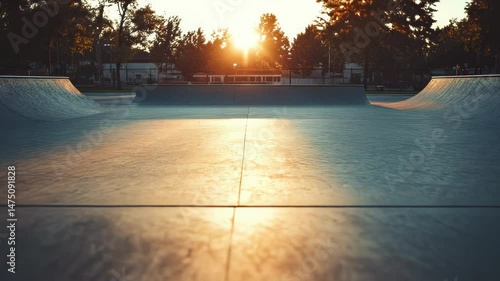 Golden Hour at the Skatepark, Sun-Kissed Ramps and Empty Concrete