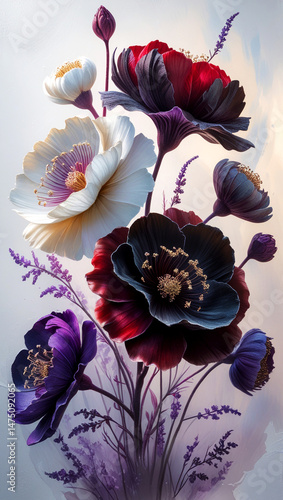 Enchanted Floral Bouquet: A Dramatic Display of Deep Hues