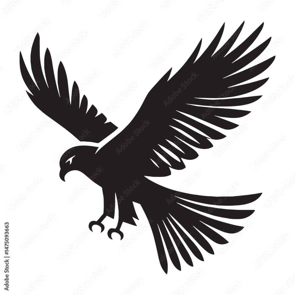 Obraz premium Gliding Kite silhouette with sharp precision – Kite illustration – Minimalist Kite vector – Bird silhouette