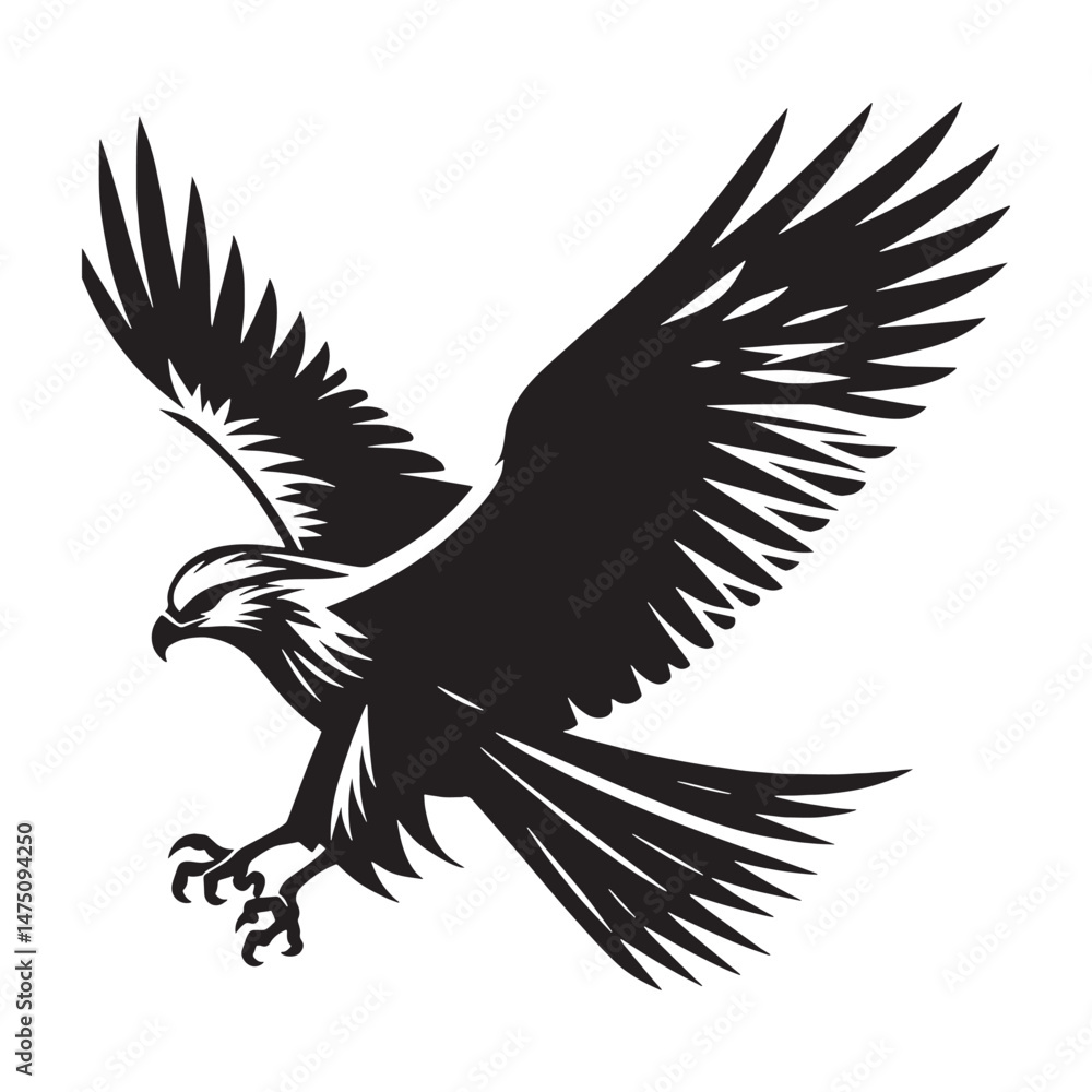 Obraz premium Kite silhouette cutting through the breeze – Kite illustration – Minimalist Kite vector – Bird silhouette