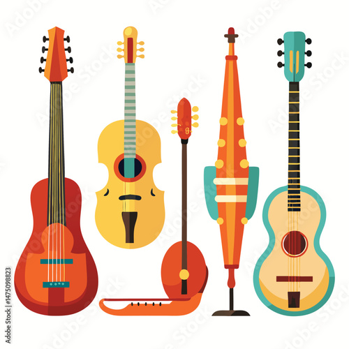 Six classic octave instrument on white background