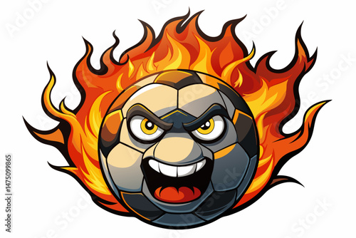 Fiery Angry Soccer Ball Cartoon Mascot Illustration