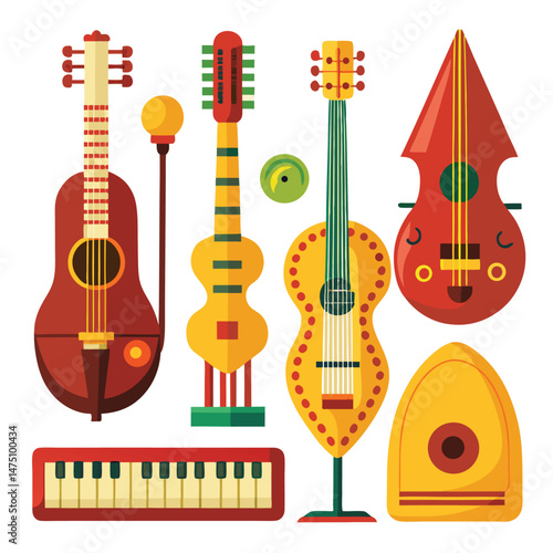 Six classic octave instrument on white background