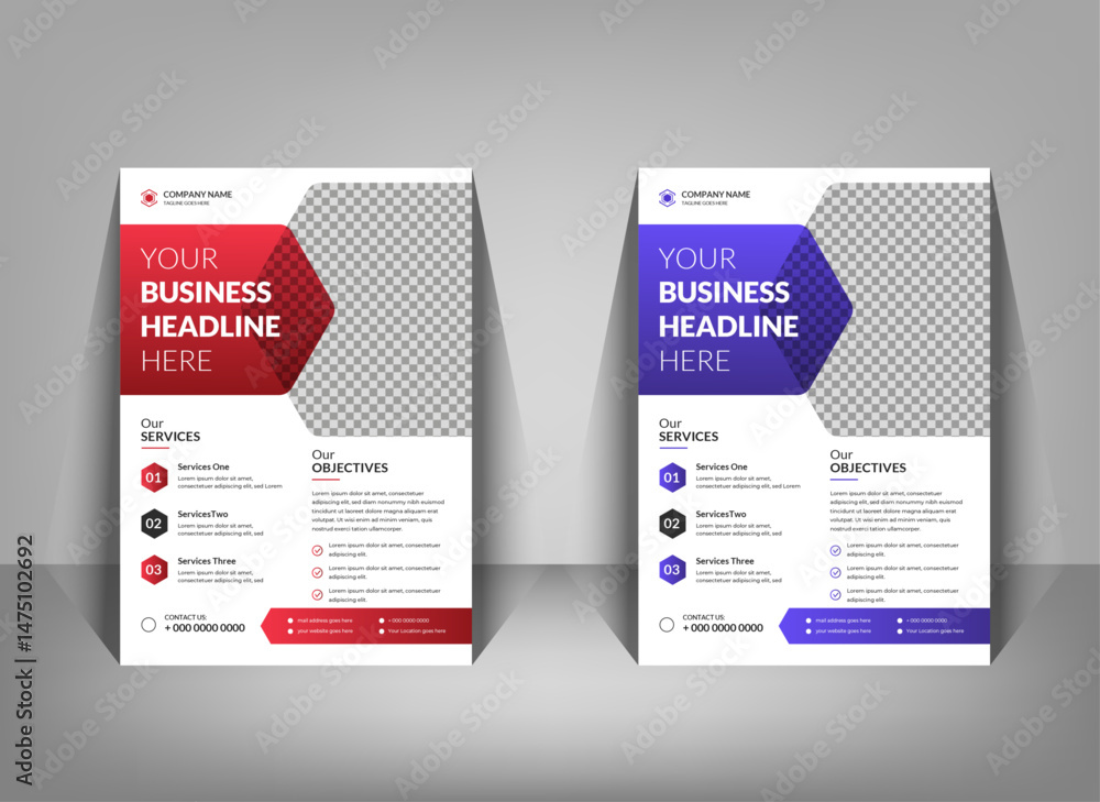 Obraz premium Corporate business flyer template design set, modern business flyer template, abstract business flyer and creative design, flyer in A4 template, Flyer, flyers, leaflet, magazine, modern flier. 