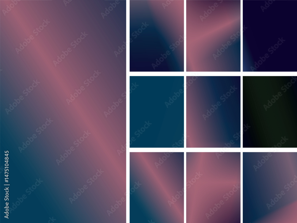 Set of elegant dusky gradient samples, muted pink and navy, modern color palette Set of elegant dusky gradient samples, muted pink and navy, modern color palette