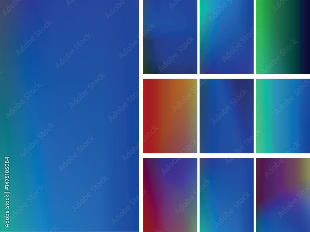 Naklejka premium Assortment of blue gradient squares, modern color palette, digital design elements