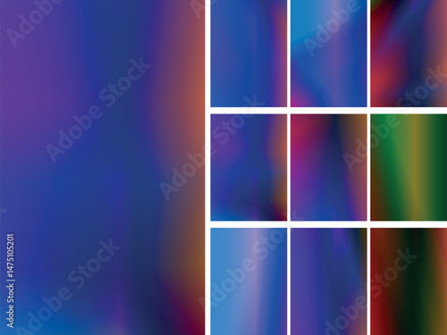 Collection of abstract gradient textures, various vibrant colors, modern digital backgrounds