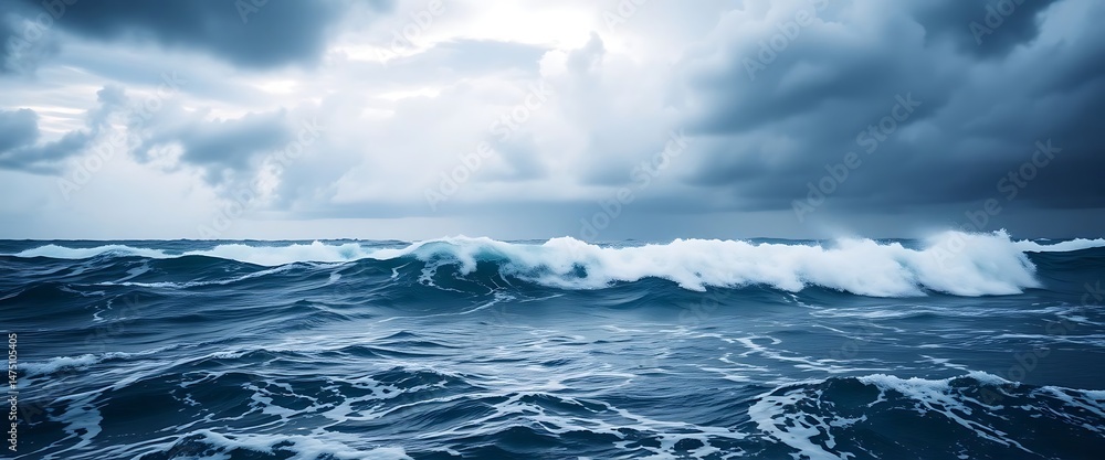 Fototapeta premium large body of water under a cloudy sky