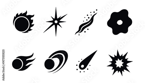 Cosmic energy icons set - silhouette, celestial and mystical symbols for design
