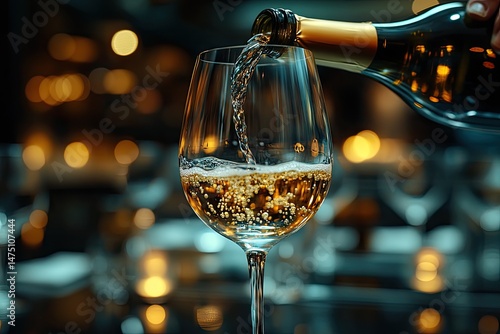 Wallpaper Mural Pouring champagne, elegant restaurant, romantic evening, bokeh background, celebratory drink Torontodigital.ca
