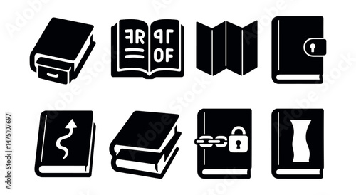 Hidden knowledge icons set – silhouette, mystery and secret symbols for intrigue
