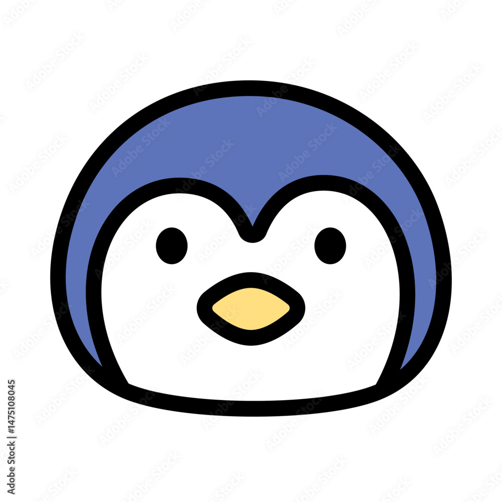 Fototapeta premium Penguin head cartoon vector illustration. Cure penguin icon.