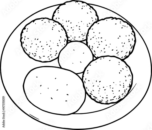 A Plate of Rice Balls and Fried Plantain Slices