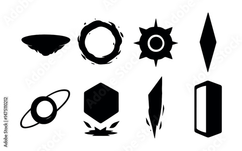 Futuristic shape icons set – silhouette style for modern and sleek designs