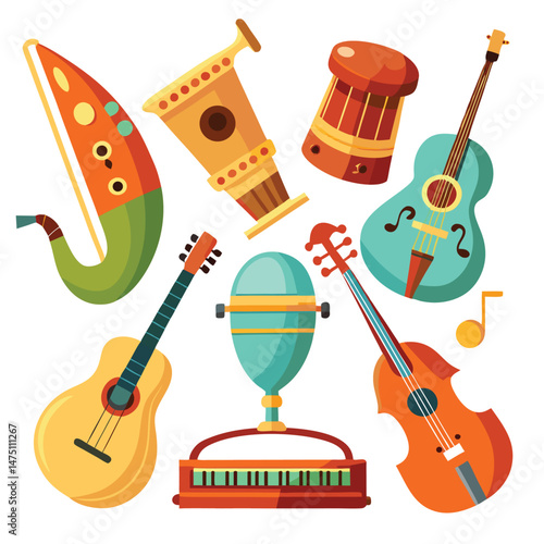 Six classic tempo instrument on white background