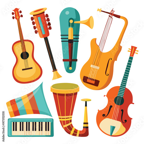 Six classic tempo instrument on white background