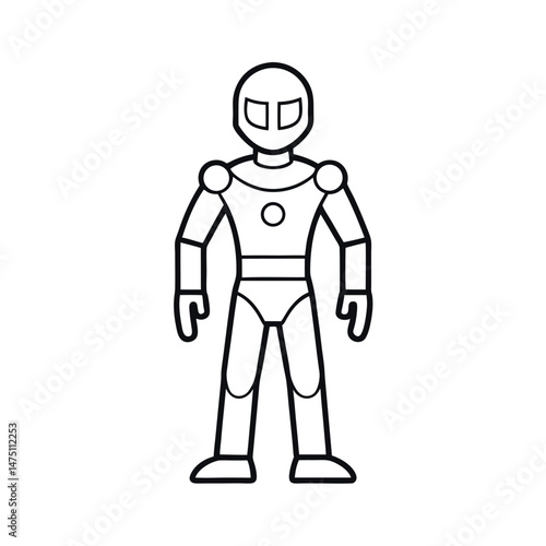 Stylized Action Figure Line Art Vector Drawing