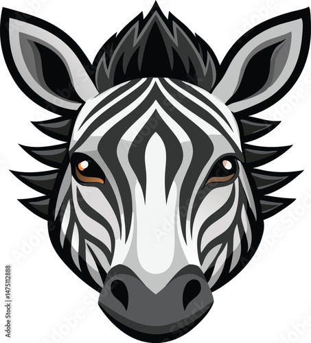 Wallpaper Mural High detail flat vector icon of retro a zebra head with smooth edges, clean lines Torontodigital.ca