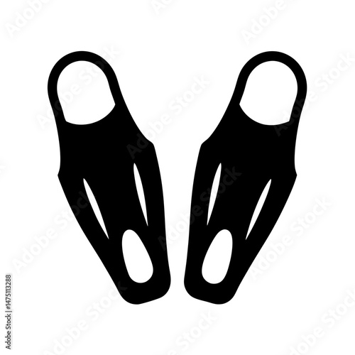Silhouette of a pair of swim fins against a white background