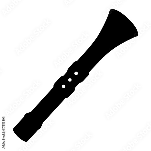 Silhouette of a clarinet, a woodwind instrument, commonly used in music