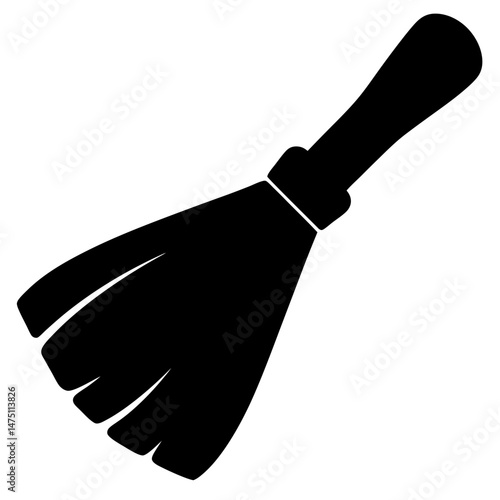 A stylized silhouette of a broom, depicting a household cleaning tool
