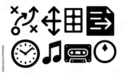 Choreography icons set – silhouette, dance, movement symbols for creative projects