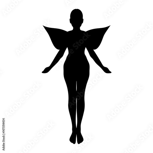 Silhouette of an elegant woman with dramatic shoulder pads and poised posture
