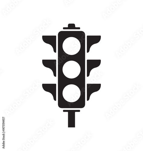 A black traffic light signal featuring three circular lights arranged vertically, symbolizing the standard traffic signal for red, yellow, and green lights in an urban environment.