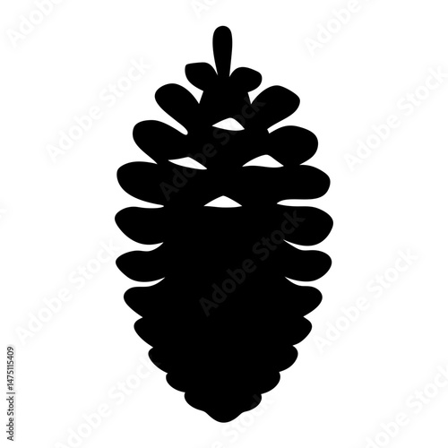 Detailed silhouette of a pine cone isolated on a white background