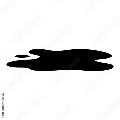 A Black Liquid Spill or Stain on a White Background Illustration